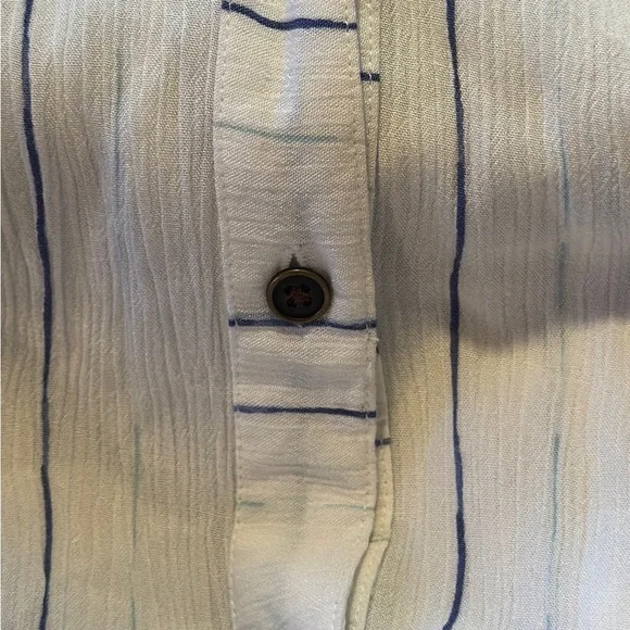 NWOT, size XXL a.n.a. long sleeve white button down blouse with blue stripes - Picture 14 of 14